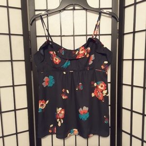 Flowered Navy Am Eagles Outfitters Summer Top sz Medium